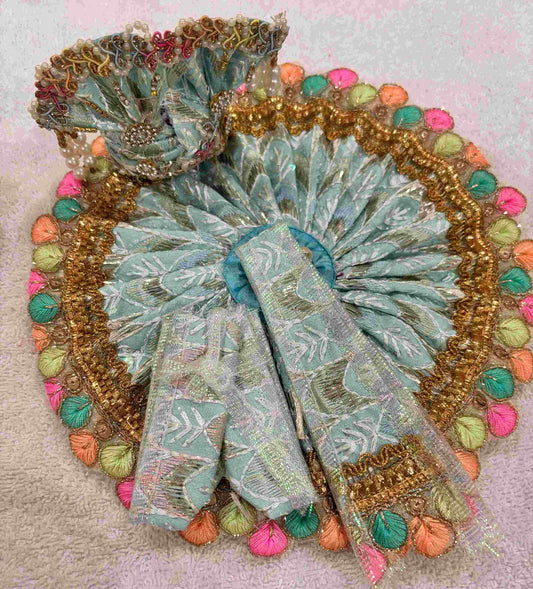 Pastel Mint Designer Ladoo Gopal Poshak Set