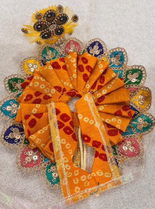 Radiant Yellow Bandhani Ladoo Gopal Poshak with Pagri