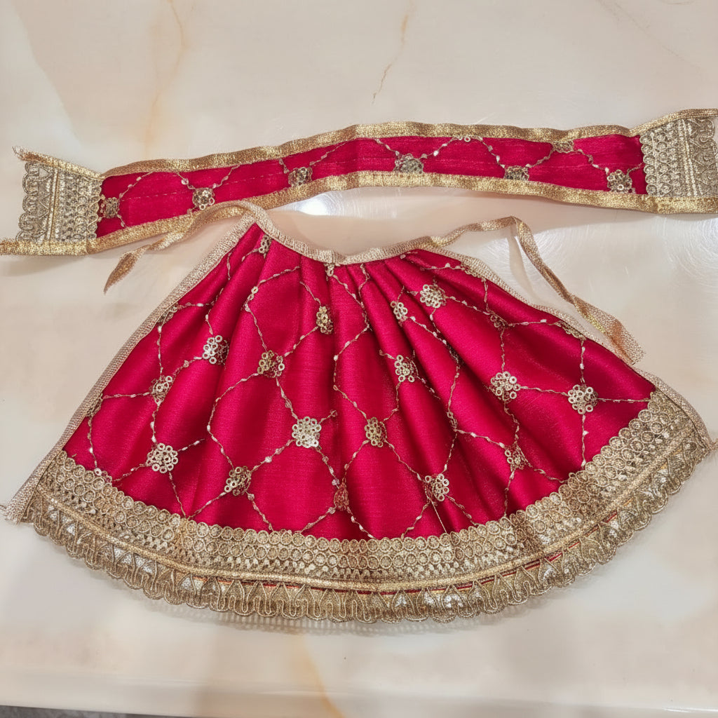 Pink Zari Shringar Lehenga Patka Set