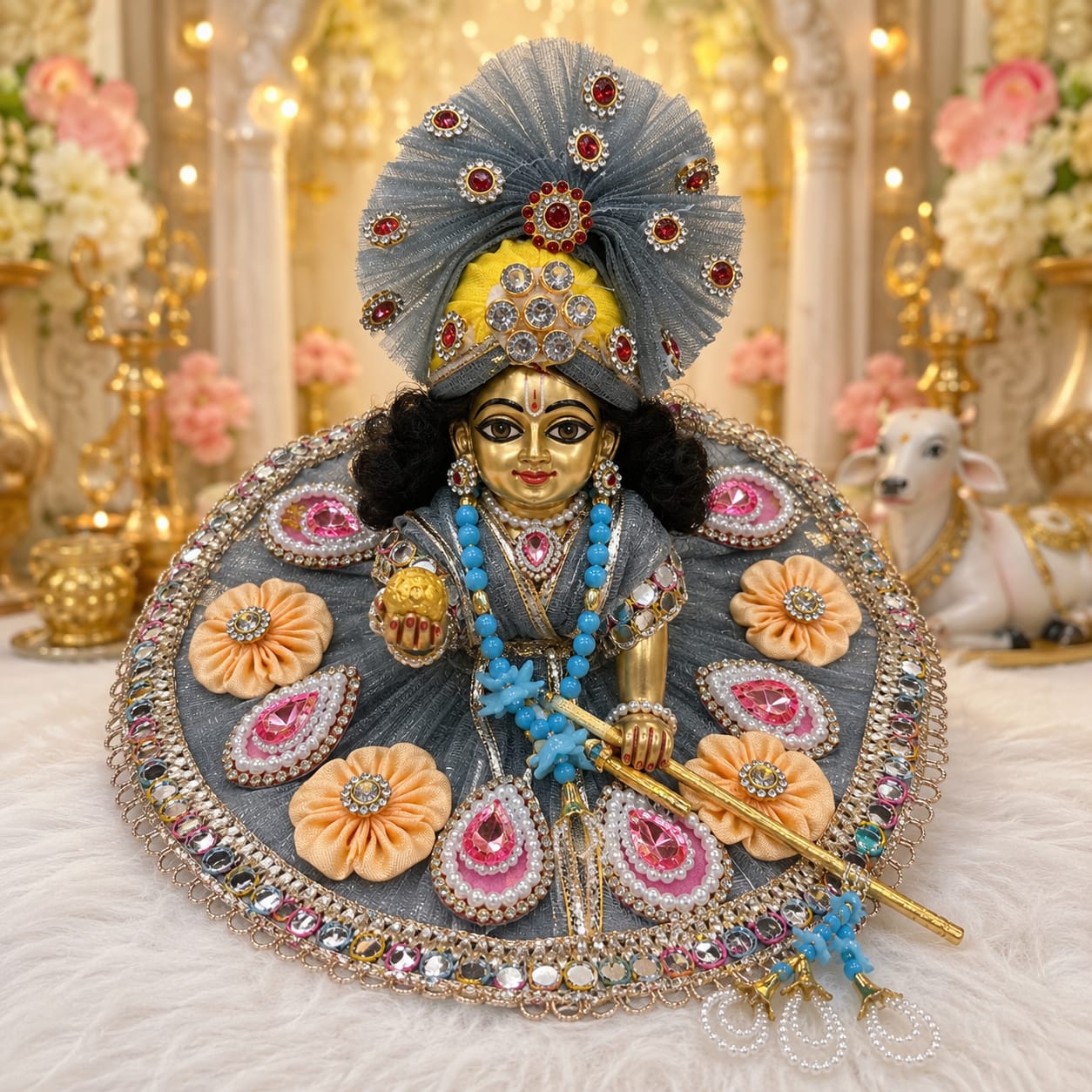 Beautiful grey poshak for ladoo Gopal ji 