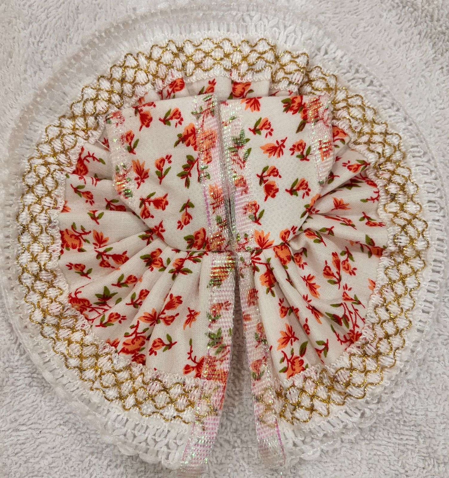 Floral-patterned fabric on a textured surface