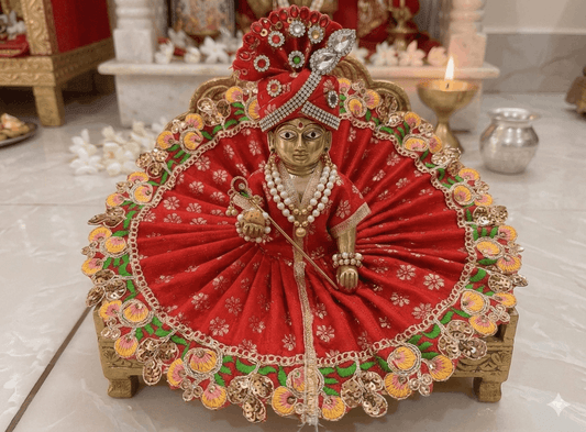 Red Floral Poshak with Pagri