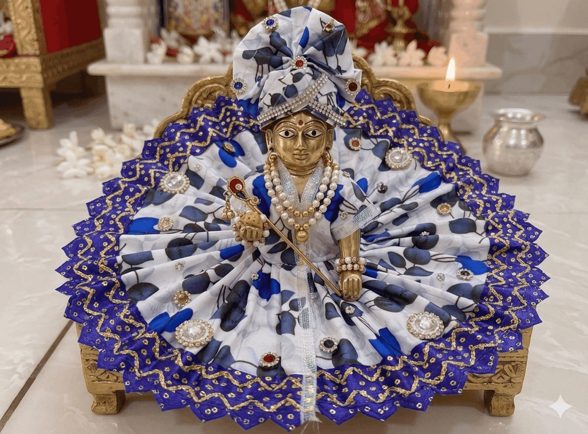 White-Blue Poshak with Pagri Set