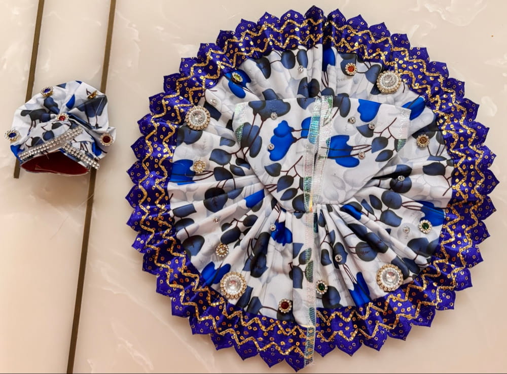 White-Blue Poshak with Pagri Set
