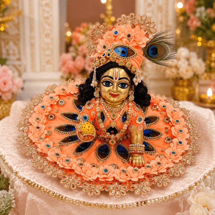 Divine Peach Floral Poshak with Pagdi
