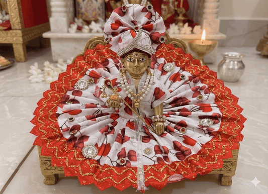 White-Red Poshak with Pagri Set
