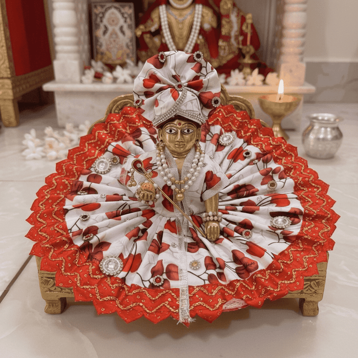 White-Red Poshak with Pagri Set