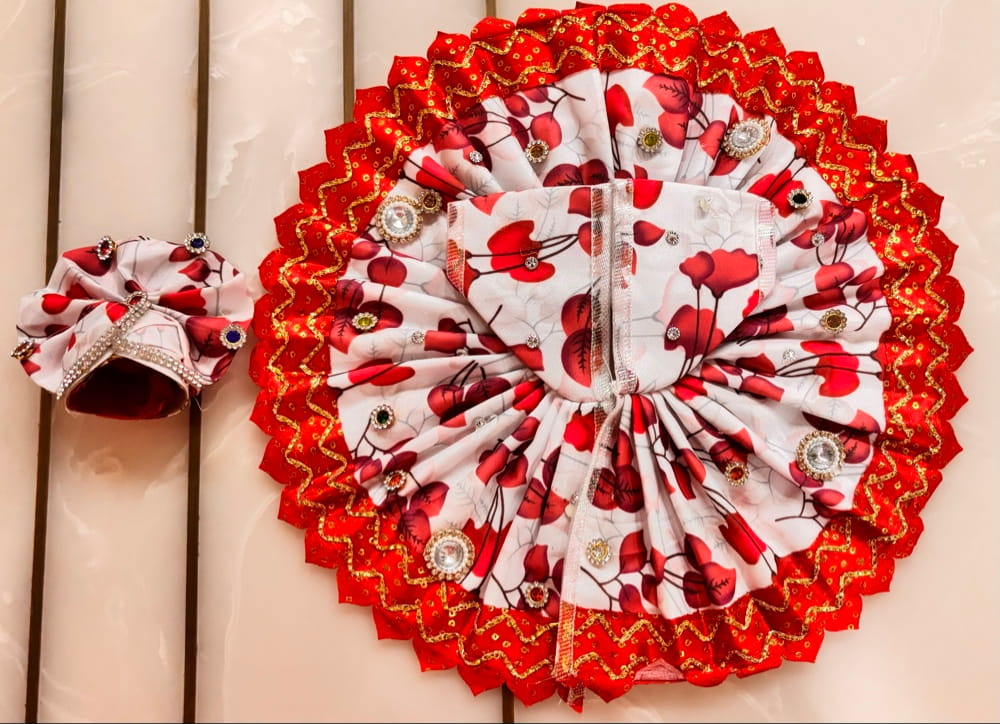 White-Red Poshak with Pagri Set