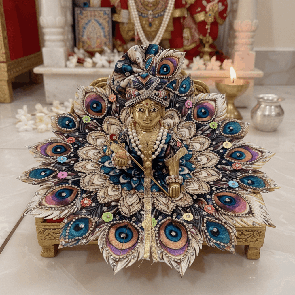 Peacock Feather Theme Poshak with Pagdi