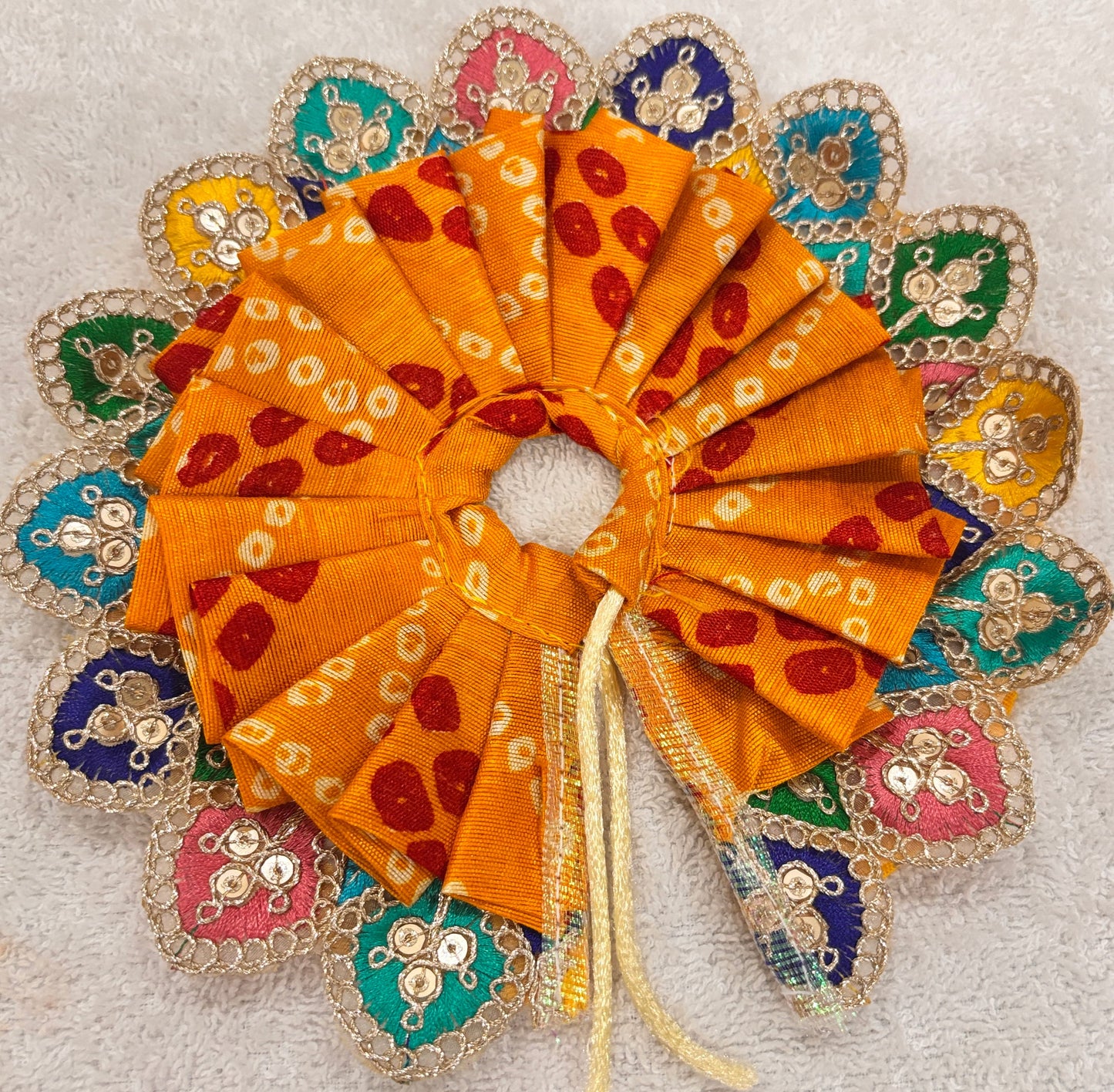 Radiant Yellow Bandhani Ladoo Gopal Poshak with Pagri