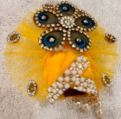 Radiant Yellow Bandhani Ladoo Gopal Poshak with Pagri