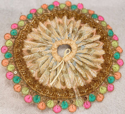 Royal Golden Beige Designer Ladoo Gopal Poshak Set