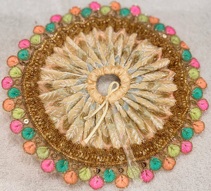 Royal Golden Beige Designer Ladoo Gopal Poshak Set