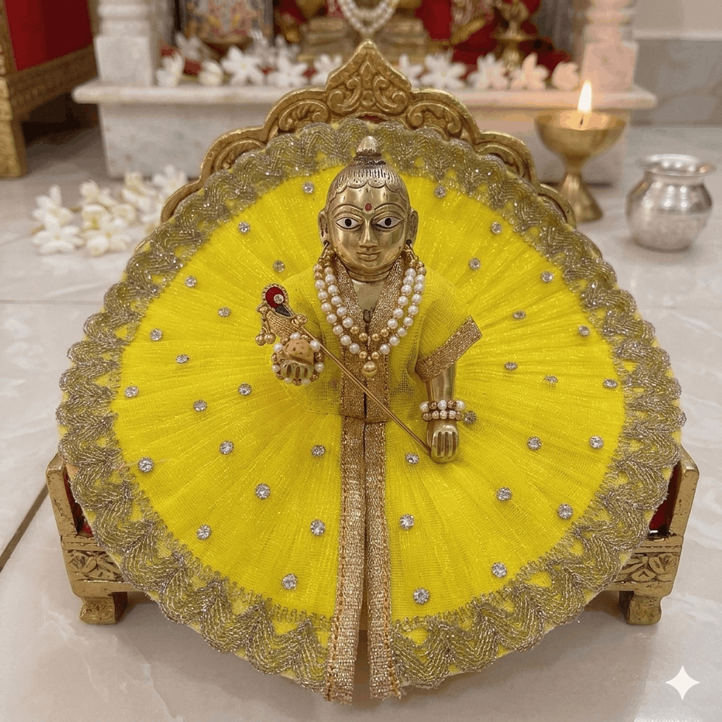 Vibrant Lemon Yellow Ladoo Gopal Poshak