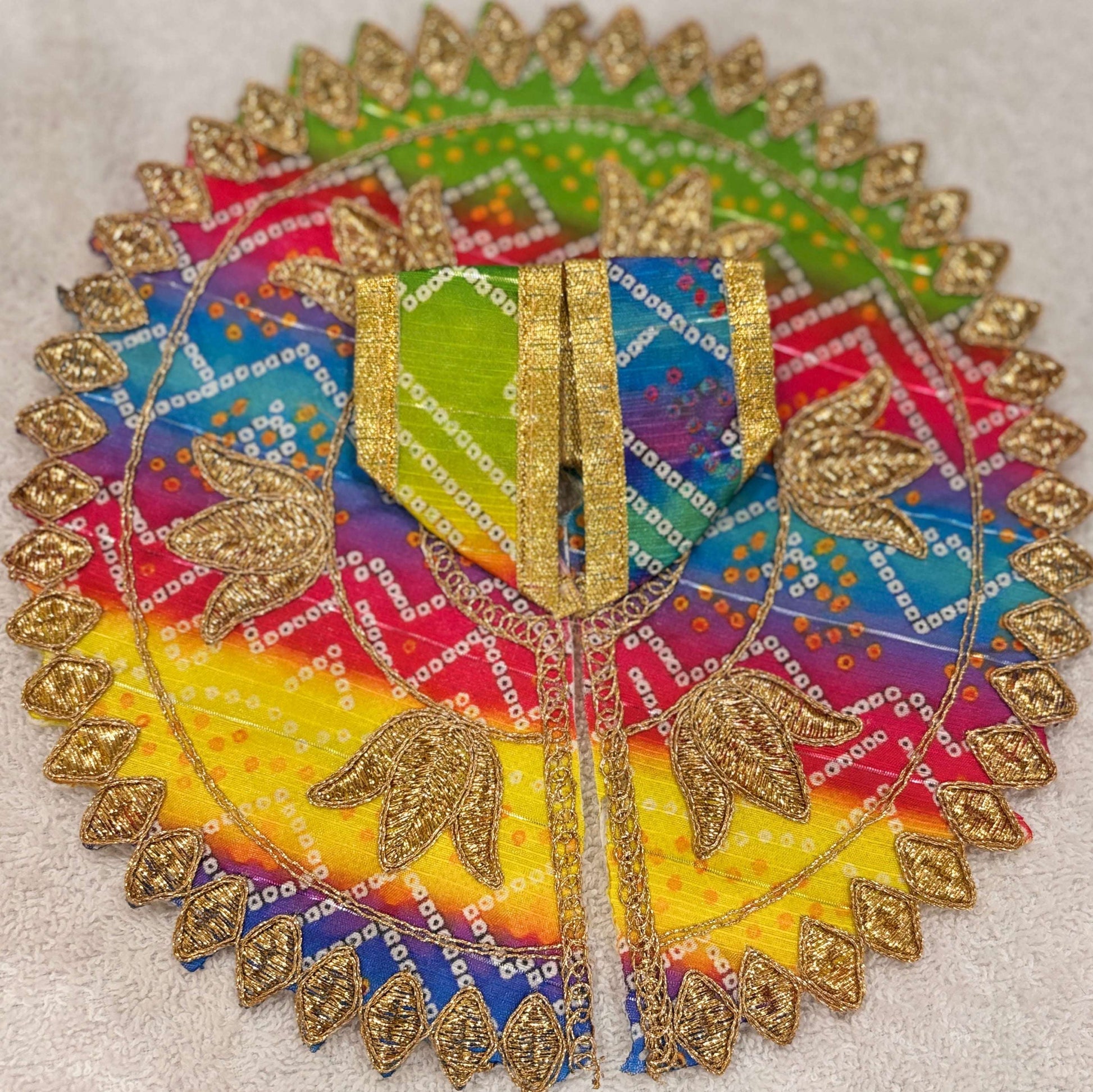 Vibrant Multicolored Bandhani Ladoo Gopal Poshak