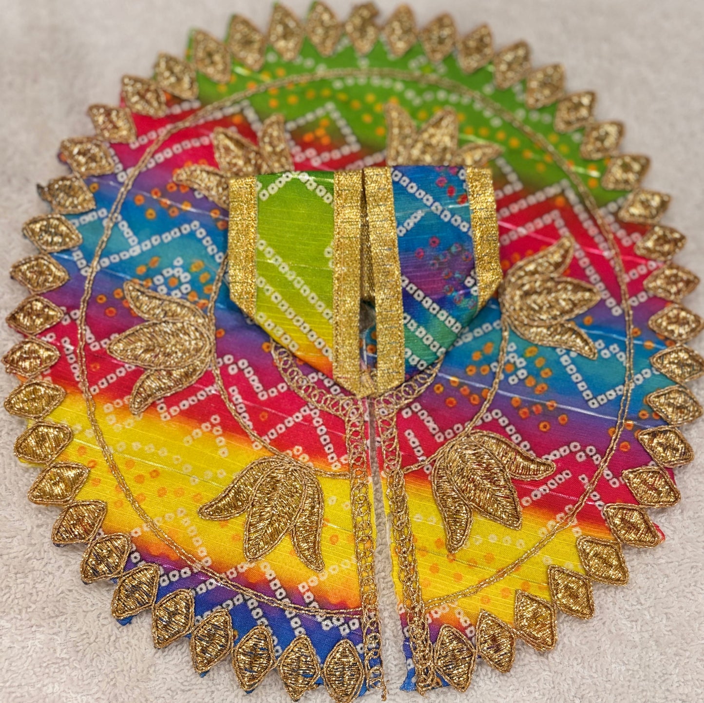 Vibrant Multicolored Bandhani Ladoo Gopal Poshak