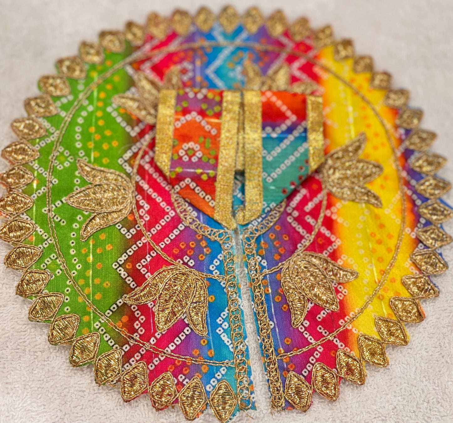 Vibrant Multicolored Bandhani Ladoo Gopal Poshak