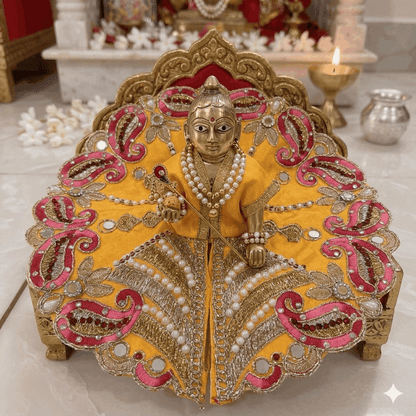 Radiant Yellow & Pink Paisley Ladoo Gopal Poshak