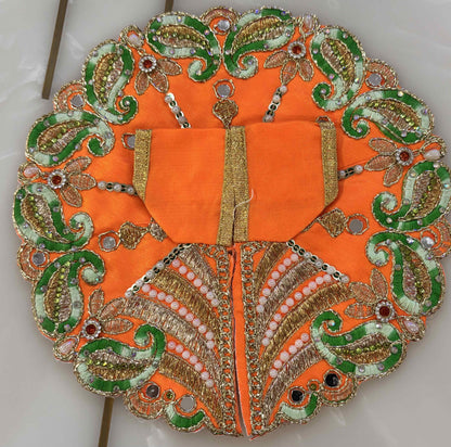 Radiant Yellow & Pink Paisley Ladoo Gopal Poshak