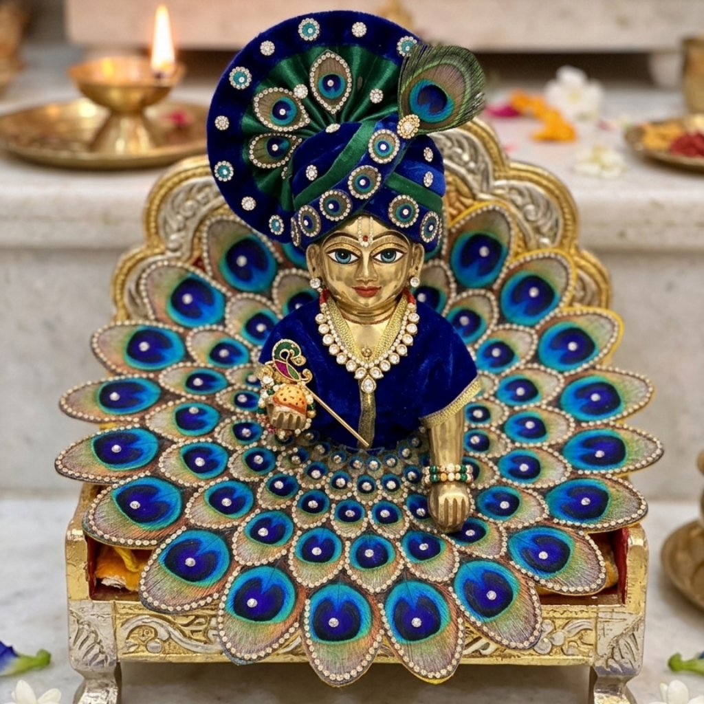 Peacock Feather Theme Poshak with Pagdi