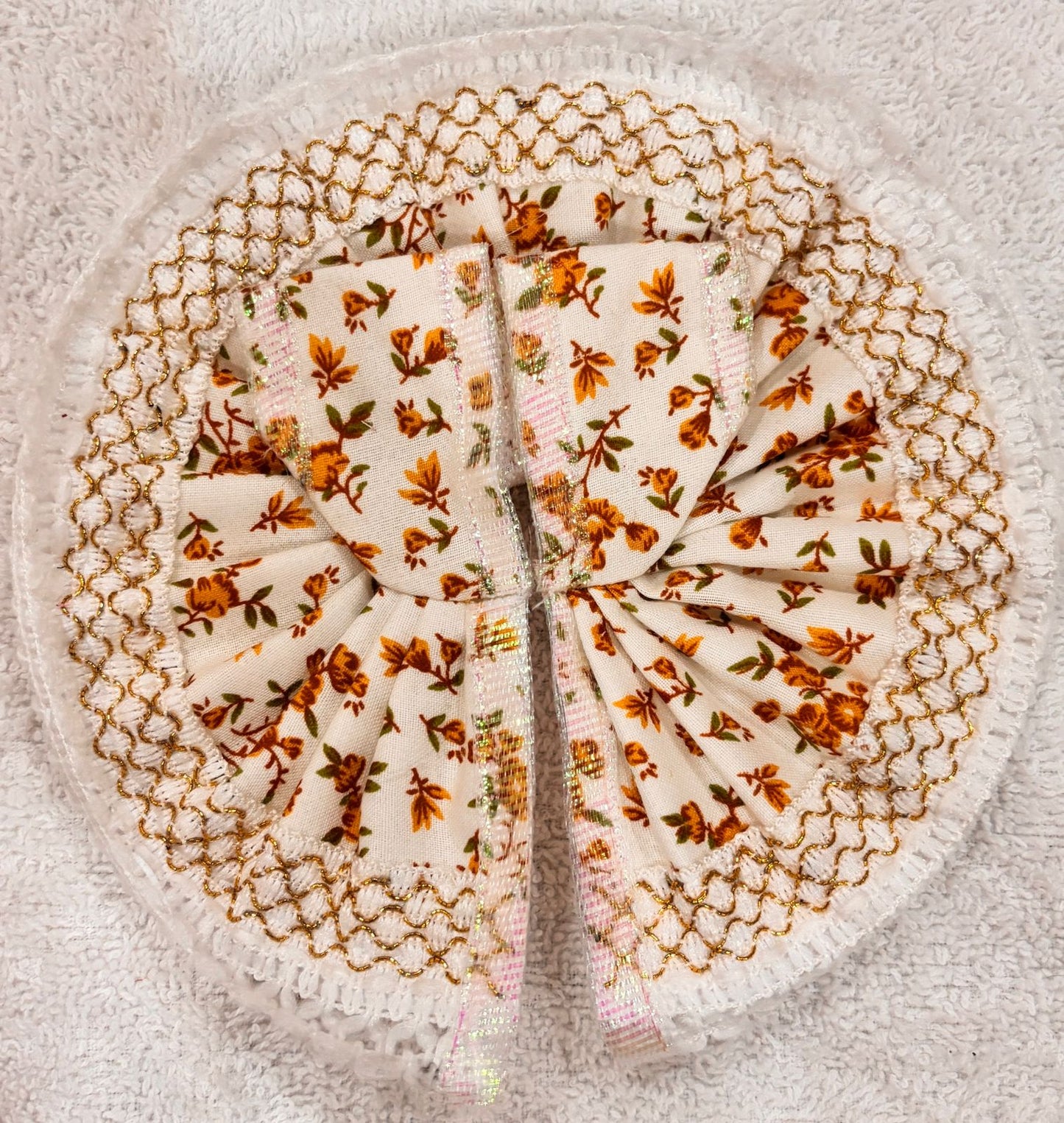 Daily Wear Cotton Poshak - White base with colored flower