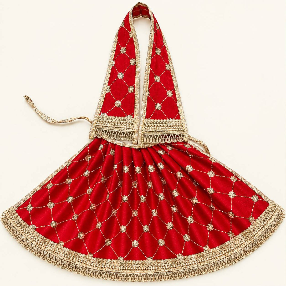 Auspicous Red Zari Shringar Lehenga Patka Set