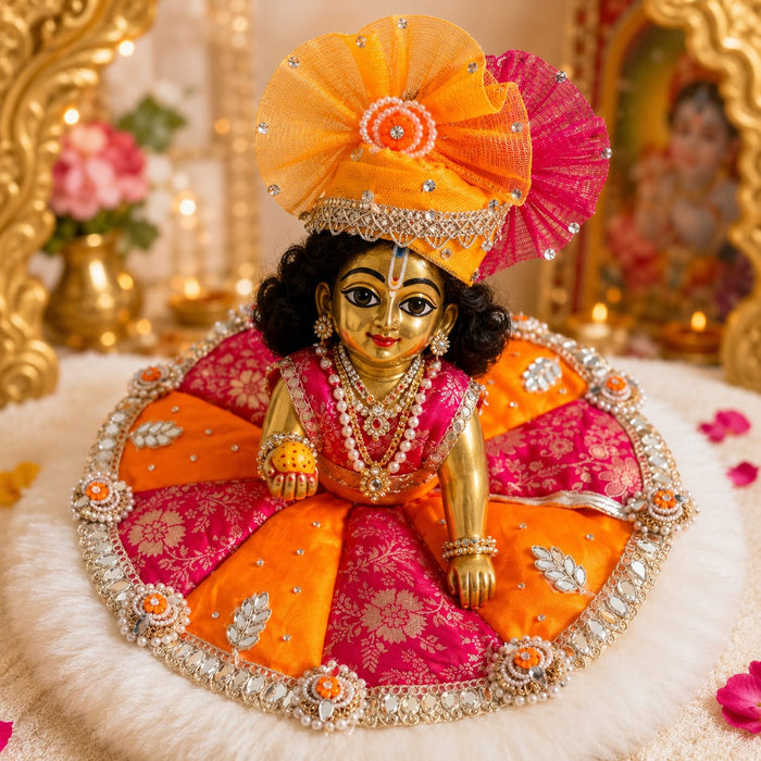 Kesari Rangotsav Rajsi Shringar Poshak Set for Laddu Gopal Ji