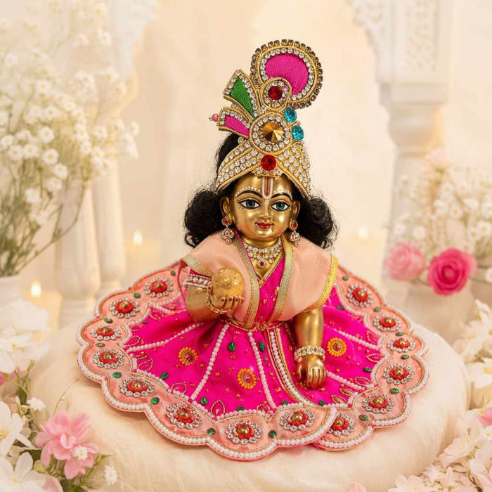Kusum Vilas Pearl & Kundan Designer Ladoo Gopal Poshak with Mukut