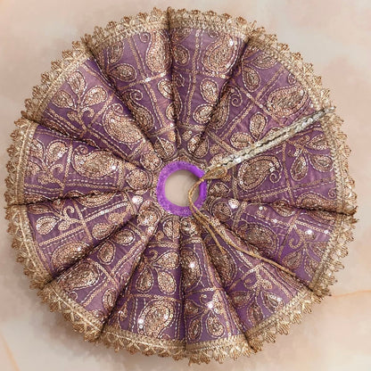 Bhavyaam Shyam Vatika handcrafted sage green Laddu Gopal Ji poshak with antique embroidery, sequin lace border