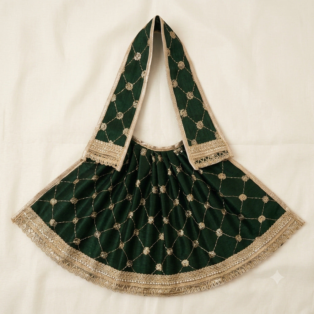 Deep Forest Green Zari Shringar Lehenga Patka Set