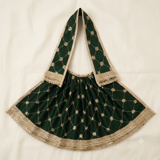 Deep Forest Green Zari Shringar Lehenga Patka Set