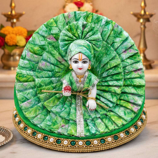 Designer Double layer Frill with Matching Pagdi - Green