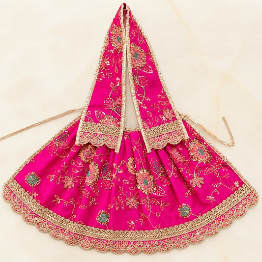 Gulabi Pushp Shringar Mata Rani Lehenga Patka (1311)