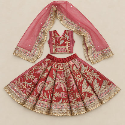 Gaajri Nav-Vastra Floral Zari Mata Rani Lehenga Set