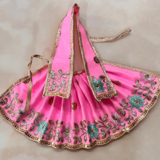 Gulabi Pink Pushpa Vatika Mata Rani Lehenga Patka Set