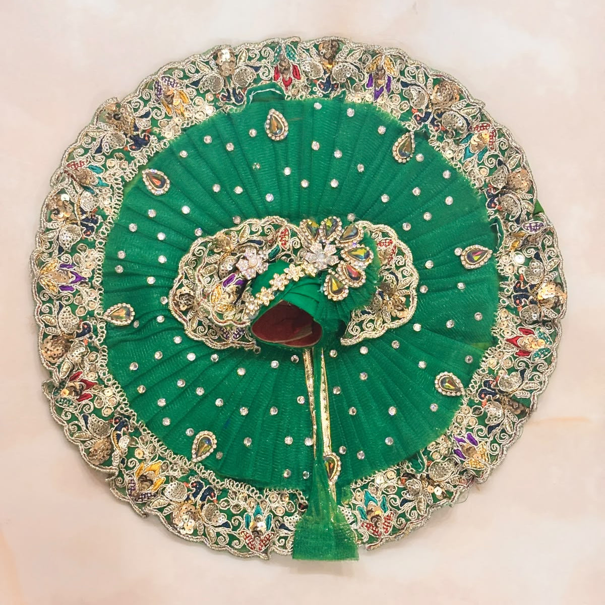 Harita Green Ratna-Kriti Kundan & Stone Heavy Poshak for Ladoo Gopal Ji