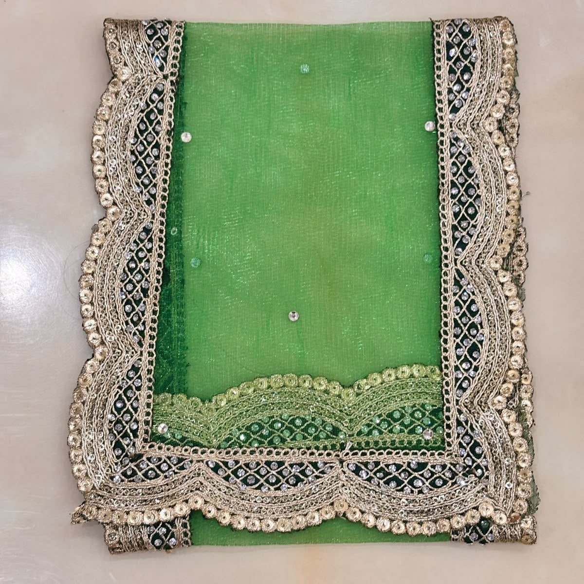 Hariyali Nav-Vastra Floral Mata Rani Lehenga Chunri Set