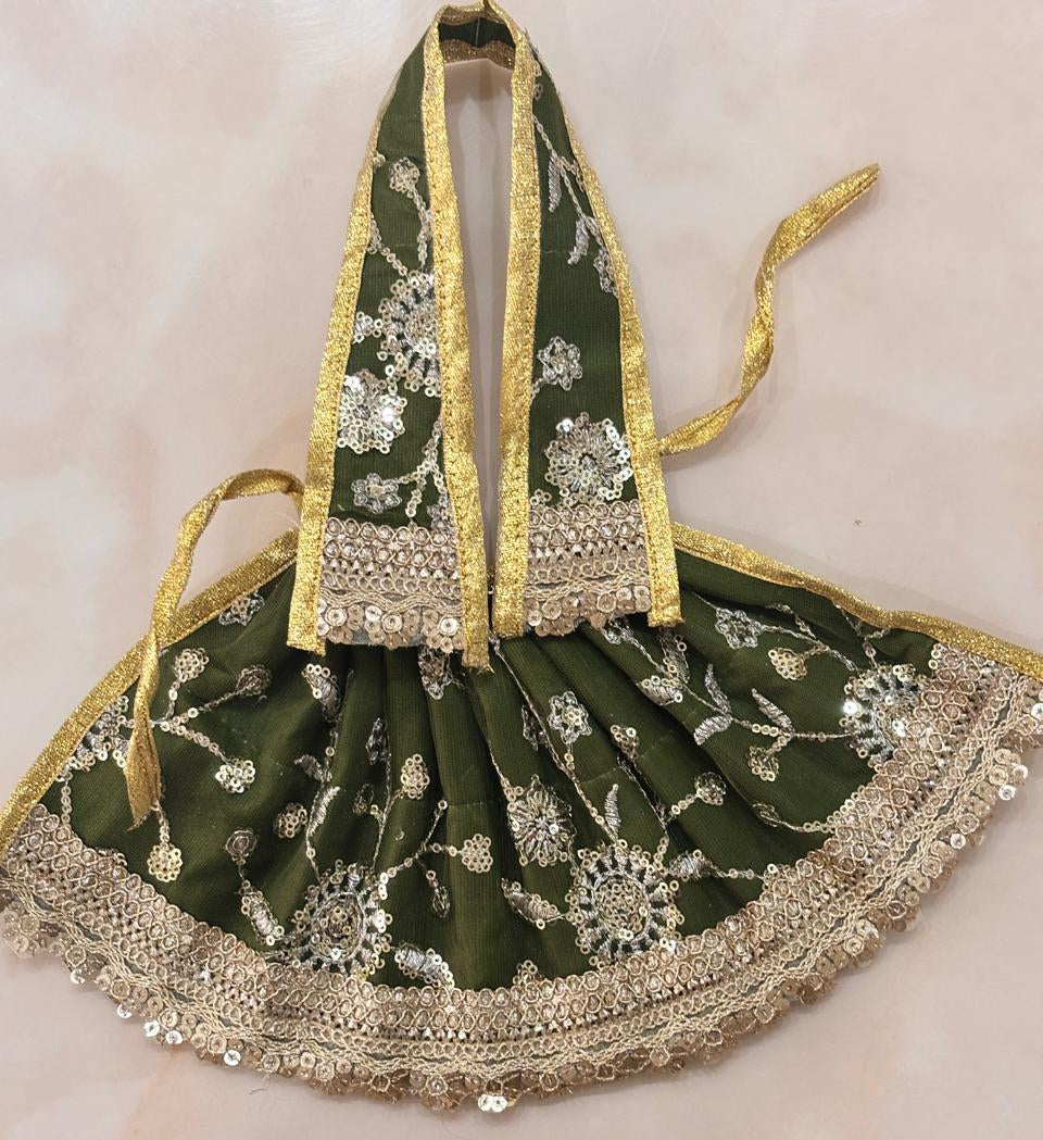 Hariyali Swarna-Resham Mata Rani Lehenga Patka Set