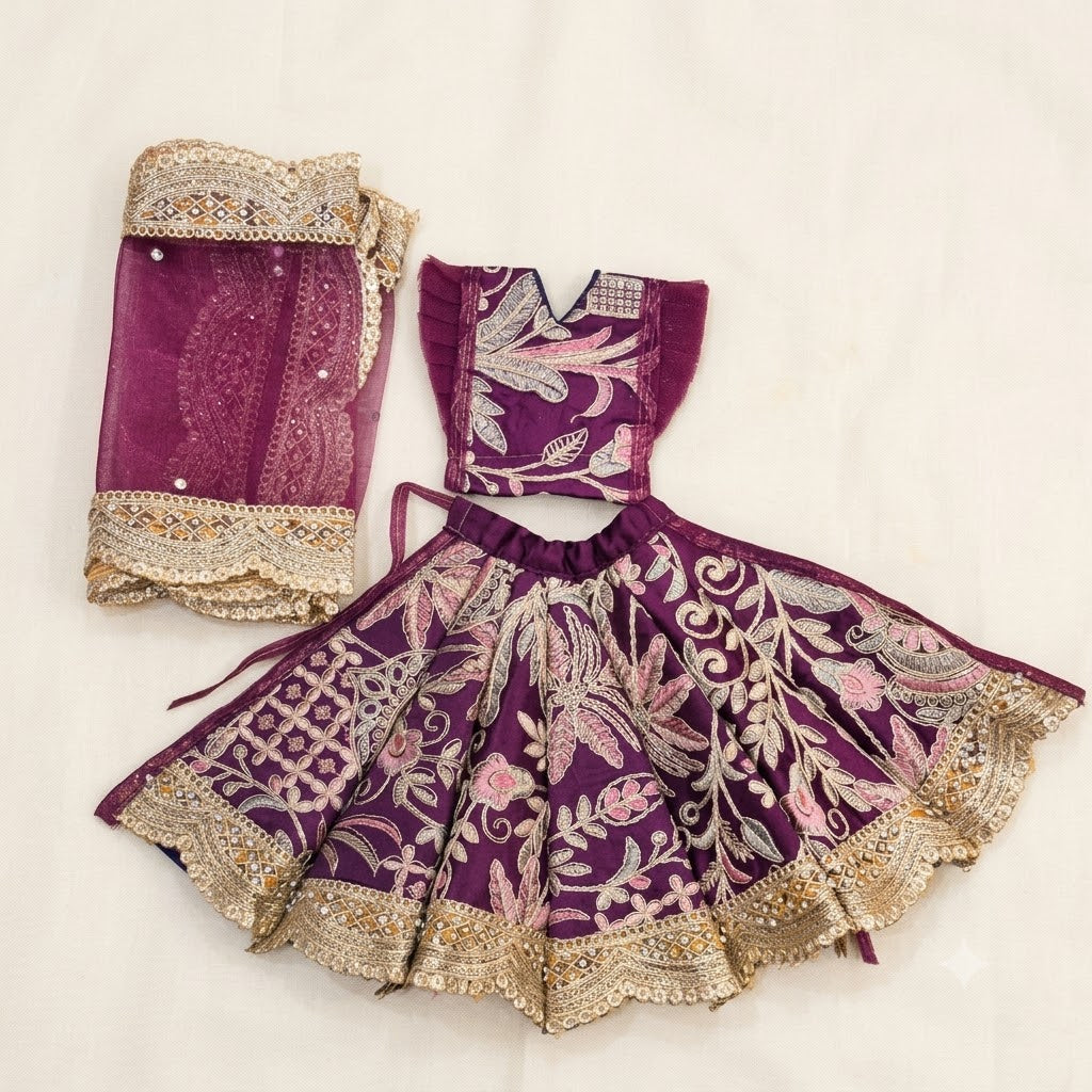 Jamuni Nav-Vastra Floral Zari Mata Rani Lehenga Set