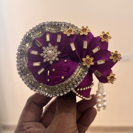 Jamuni Purple Moti-Latkan Sunburst Designer Pagdi for Laddu Gopal