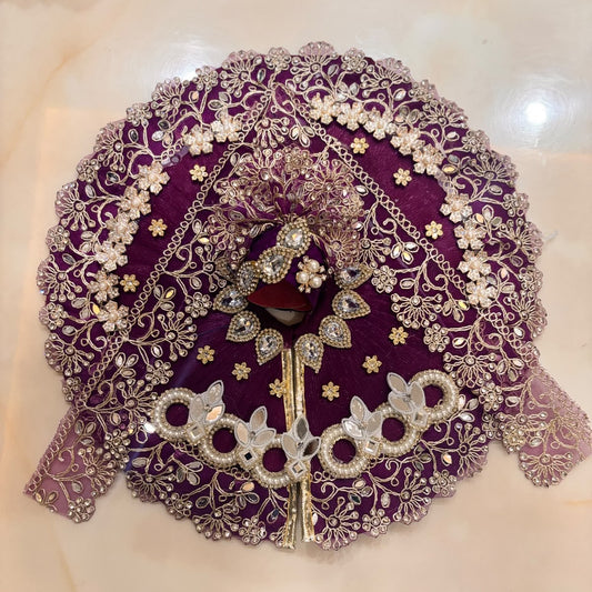 Jamuni Purple Pearl-Kriti Mirror & Zari Heavy Poshak for Laddu Gopal