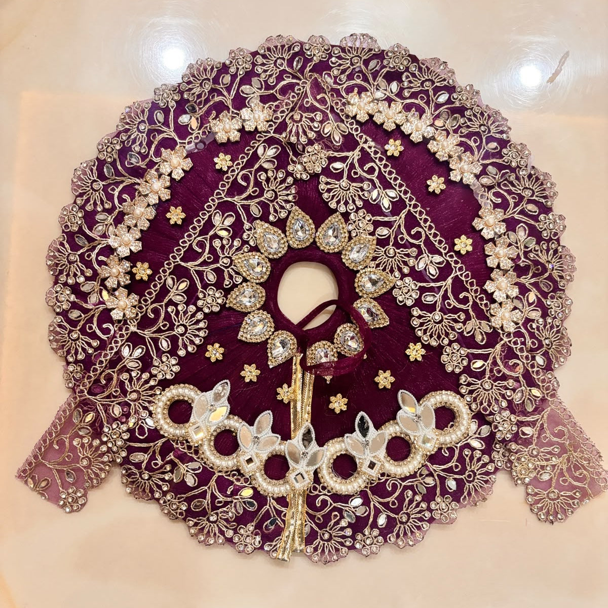 Jamuni Purple Pearl-Kriti Mirror & Zari Heavy Poshak for Laddu Gopal