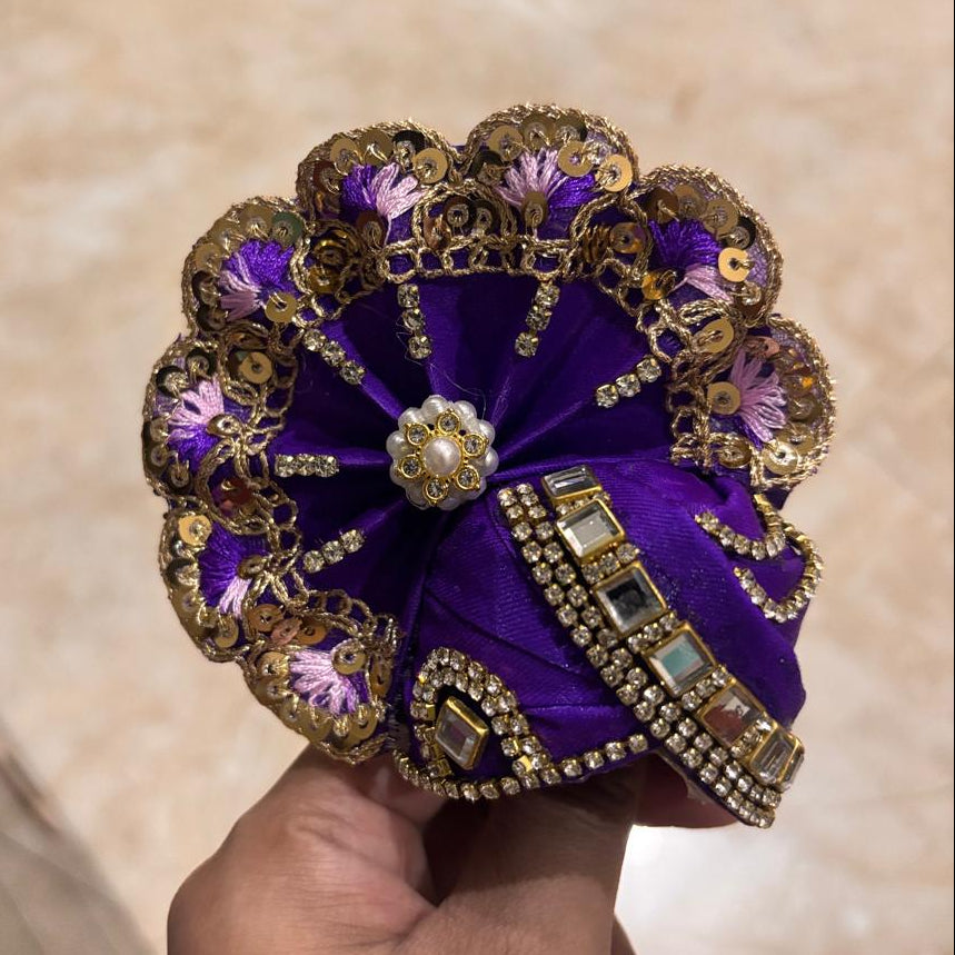 Jamuni Purple Swarna Kundan & Sequin Designer Pagdi for Laddu Gopal