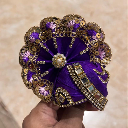 Jamuni Purple Swarna Kundan & Sequin Designer Pagdi for Laddu Gopal