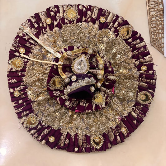 Jamuni Wine Mayur-Brocade Dual-Layer Heavy Poshak for Laddu Gopal