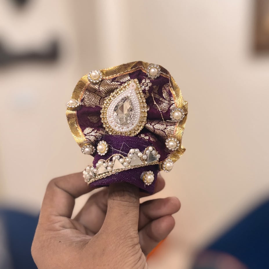 Jamuni Wine Mayur-Brocade Dual-Layer Heavy Poshak for Laddu Gopal
