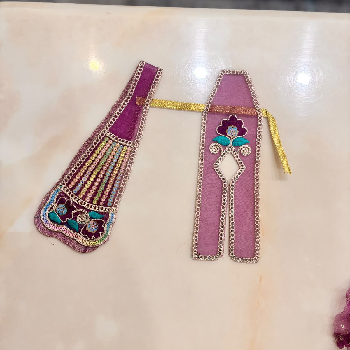 Jamuni Wine Pushp-Kriti Floral Net Poshak Set with Pagdi & Patka