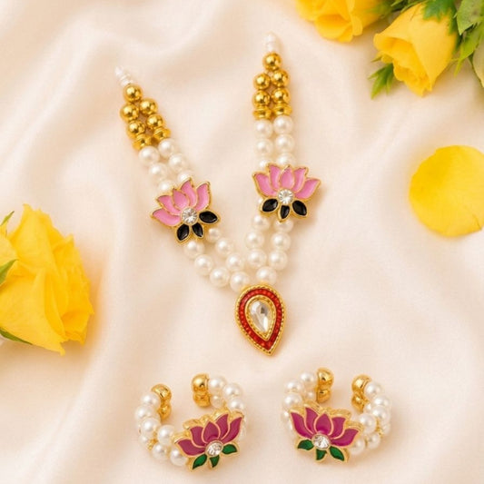 Kamal-Pushpa designer Mala kangan Set for Ladoo Gopal Ji, featuring a lotus motif, pearl borders, and crystal accents