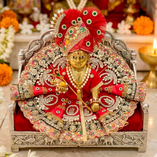 Madhur Vrinda Rajvanshi Crimson Red Poshak for Laddu Gopal Ji