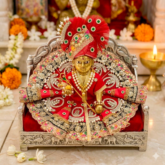 Madhur Vrinda Rajvanshi Crimson Red Laddu Gopal Dress Set